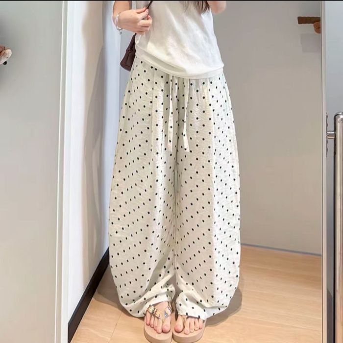 Womens Breathable High-Waisted Straight Pants With A Drawstring Waist