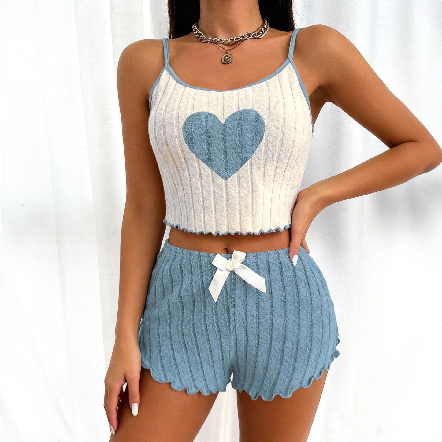 Casual Two-piece Set Featuring Loose-fitting Shorts And A Tank Top