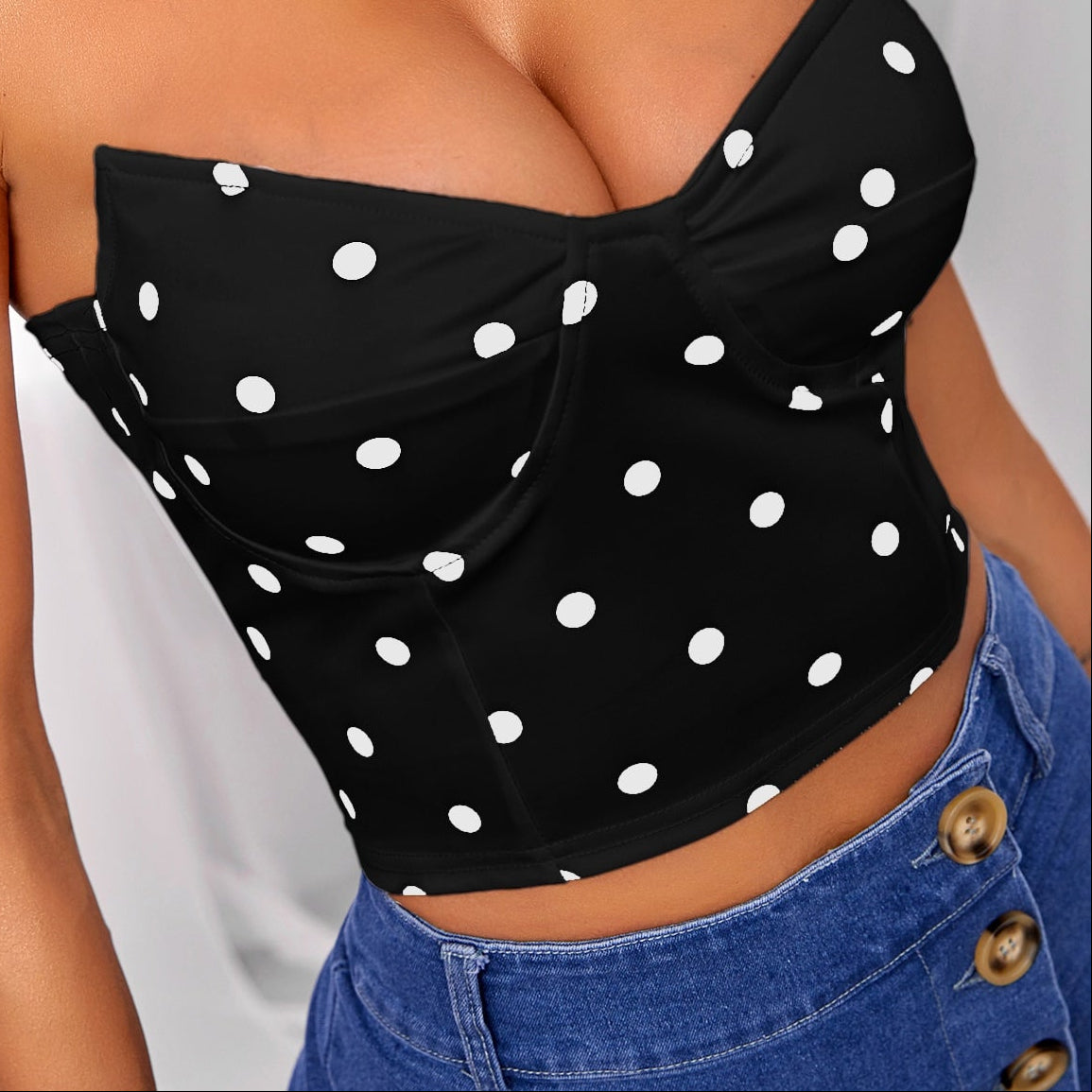 Polka dot retro tube top