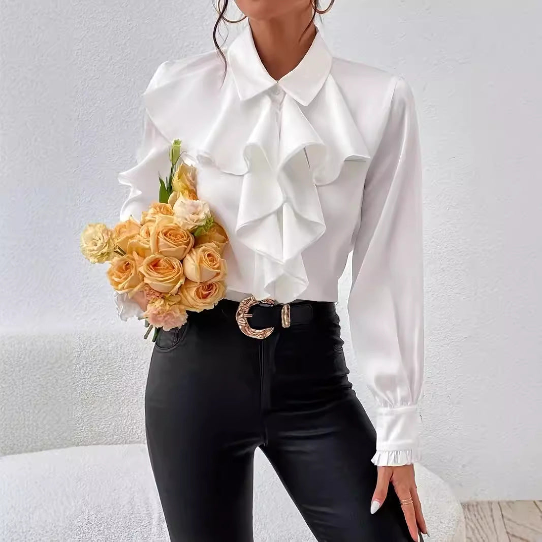 Ruffled Satin Blouse
