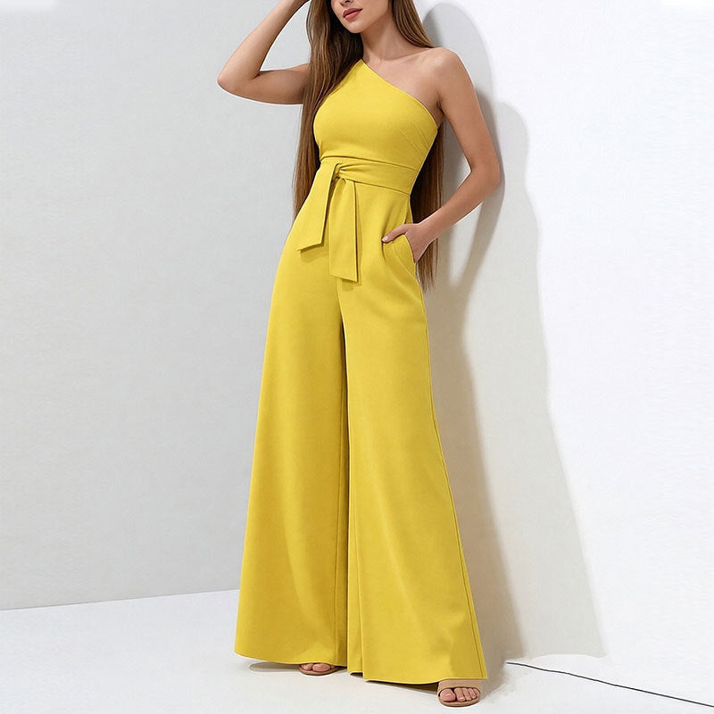 Straight-leg Pants Strapless Lace-up Jumpsuit