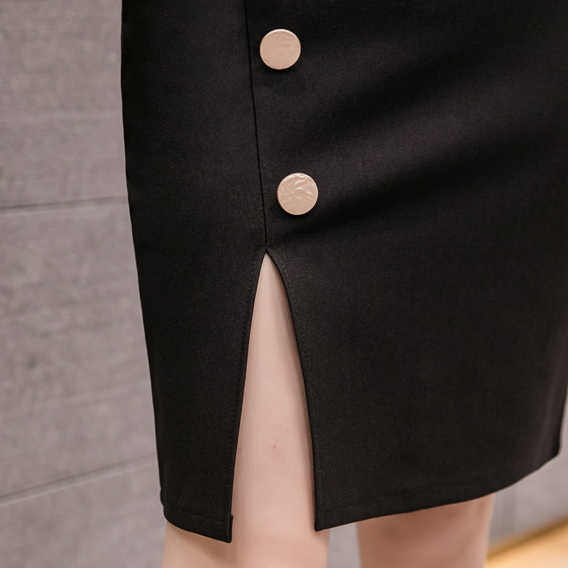 Half Body Slit Suit Skirt Black