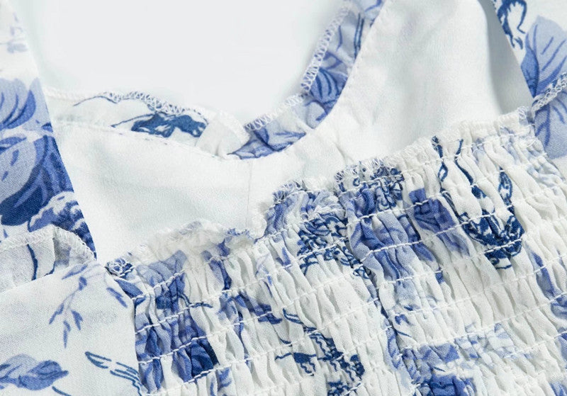 Florral Vintage Print Slim Crop Top