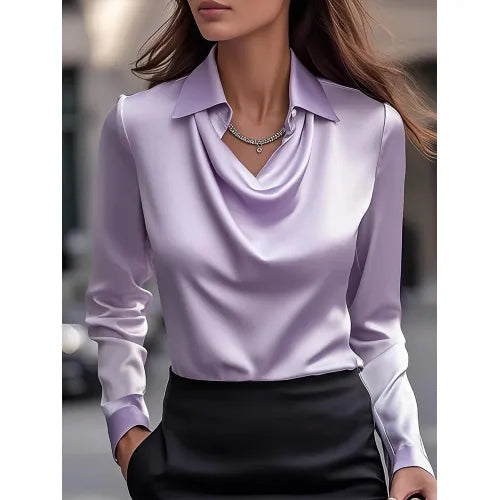 Collared Long-Sleeve Shirt Blouse