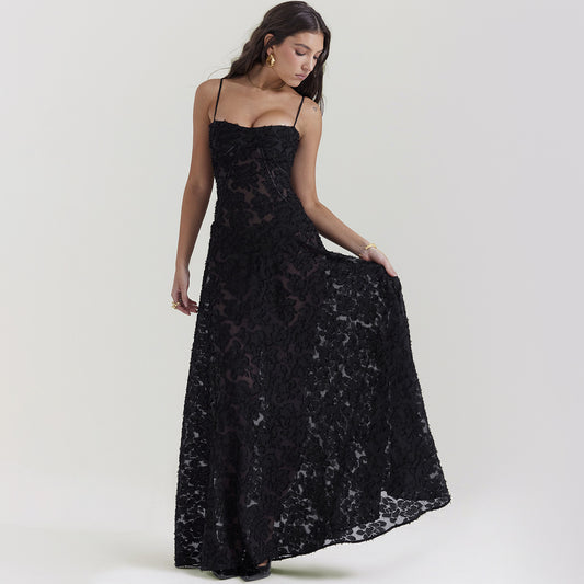 Lace See Through Long Dress
