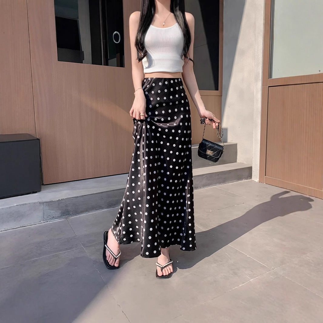 Polka Dot Satin Long Satin