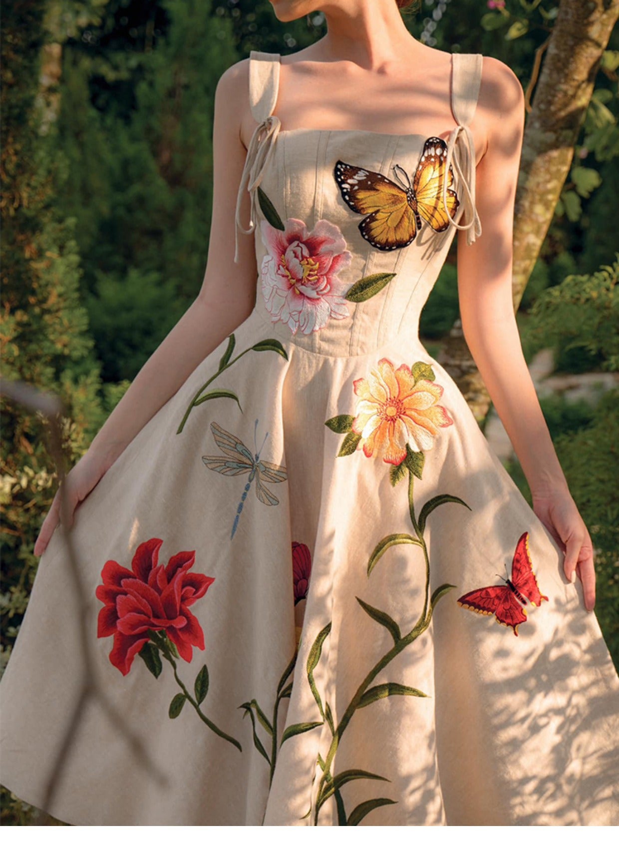 3D Flower Vintage Waist Strap Dress