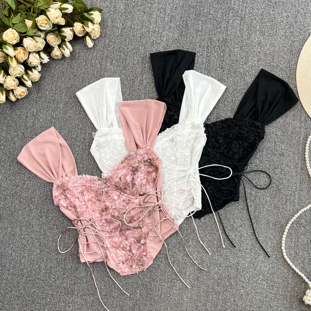 Lace Spaghetti-strap Crop Top