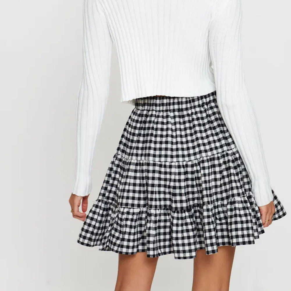 Plaid Mini Skirt High Waist