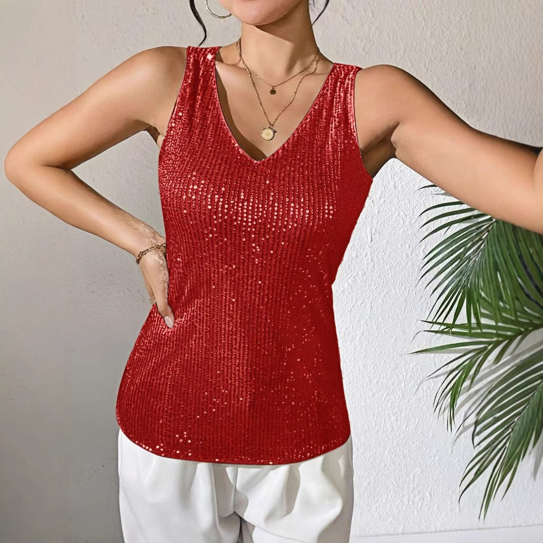 Sparkly Sequined Tank Top Blouse