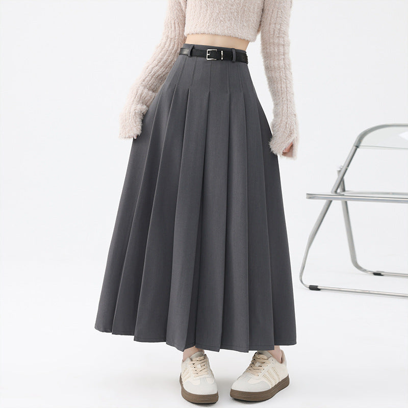 High Waist Slimming Pleated Long Skirt