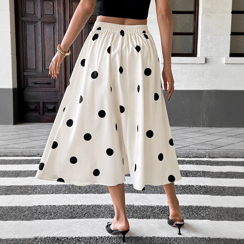 Polka-dot Retro A-line Long Skirt