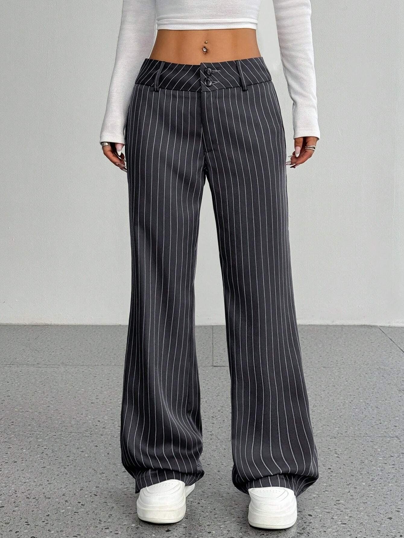 Women's Casual Striped Flared Pants