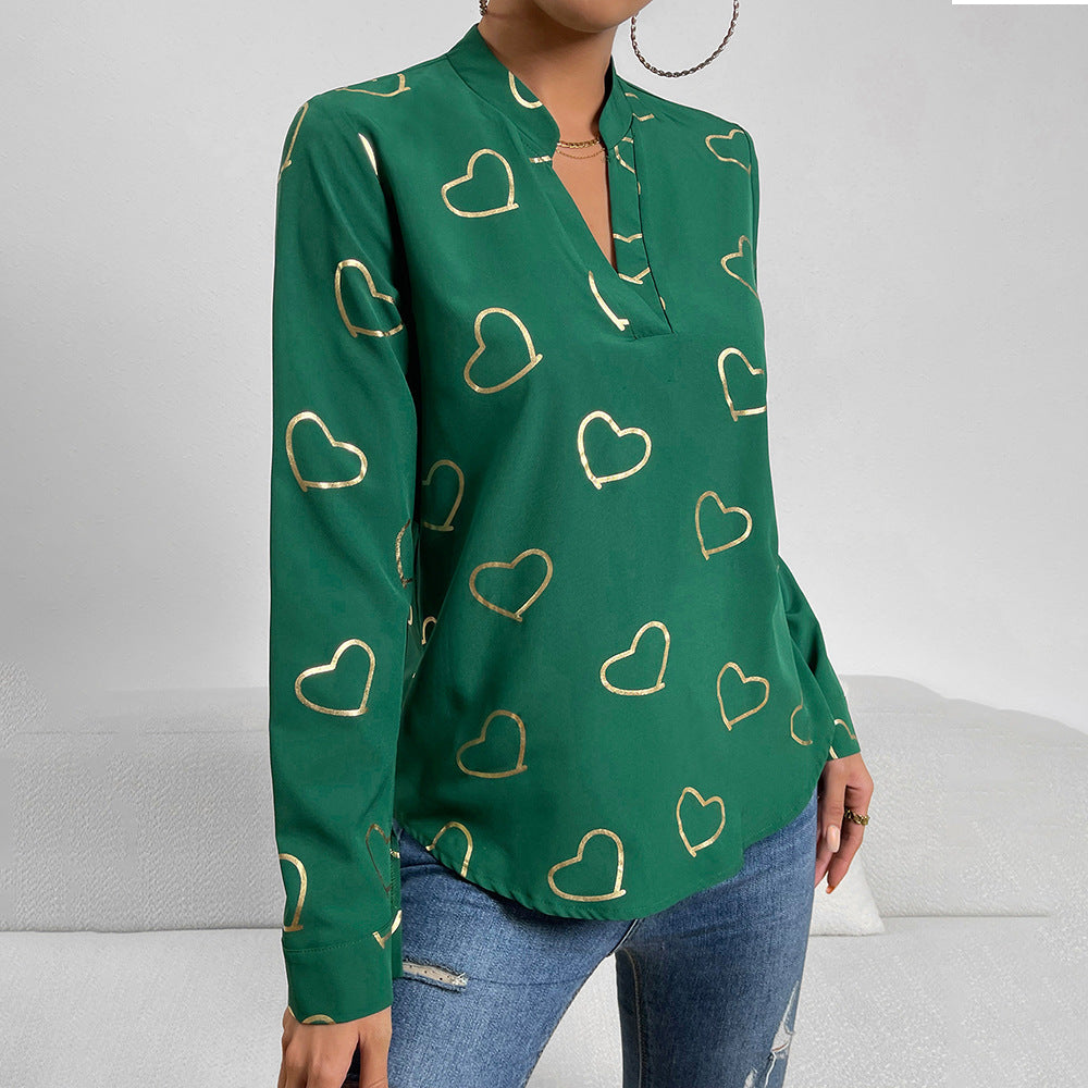 Women's Printed Shirt Temperament Commute Top