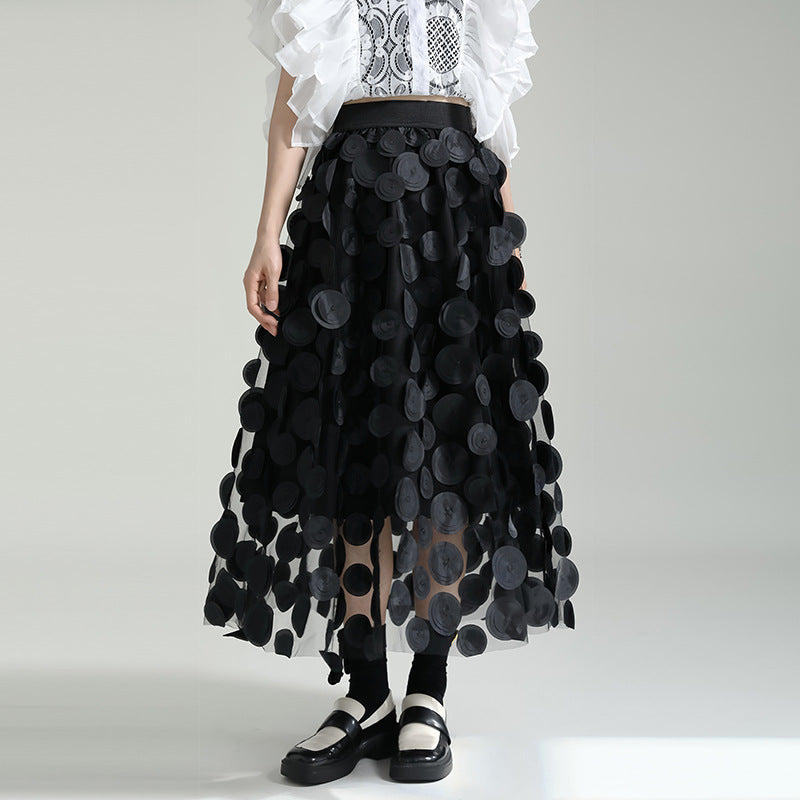 Retro Stereo Polka Dot Mesh Skirt