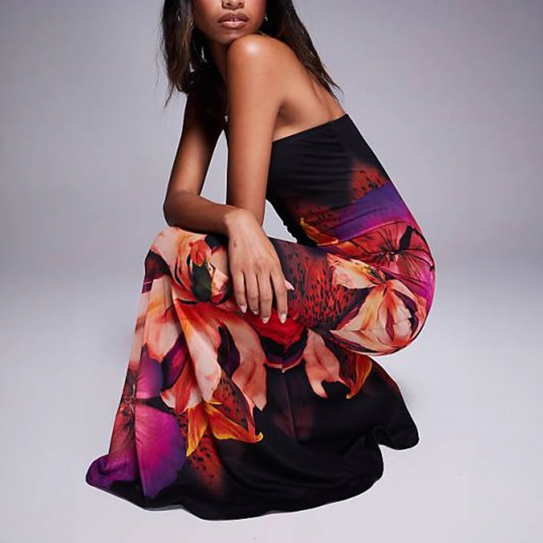 Women's Sexy Strapless Slim Long Dress