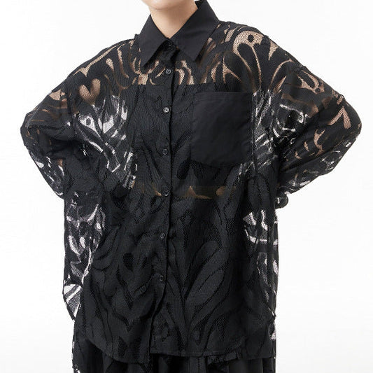 See-through Lace Big size Shirt Blouse