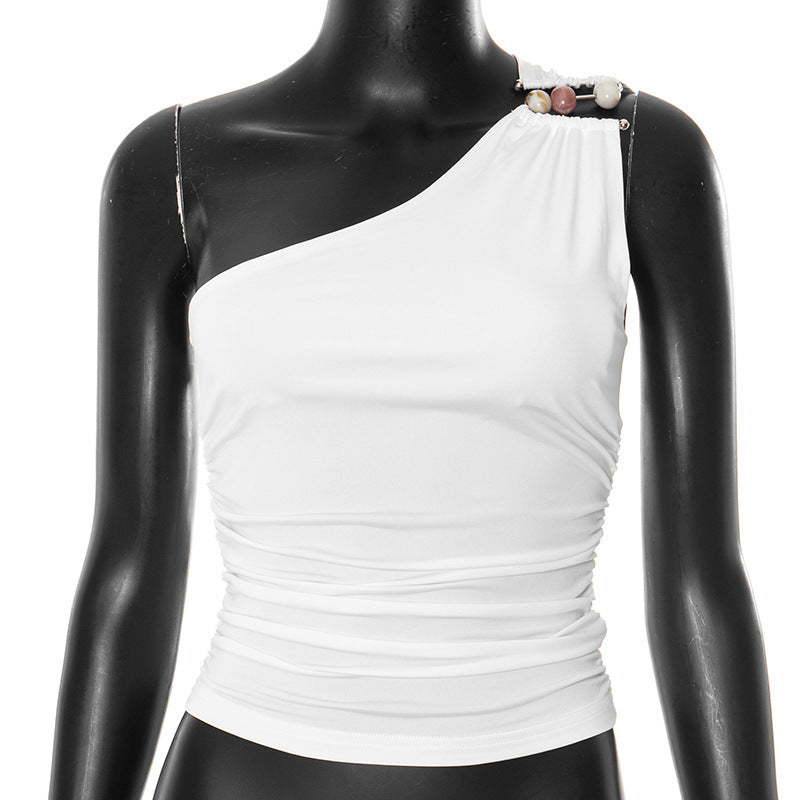 One-shoulder Knitted Vest