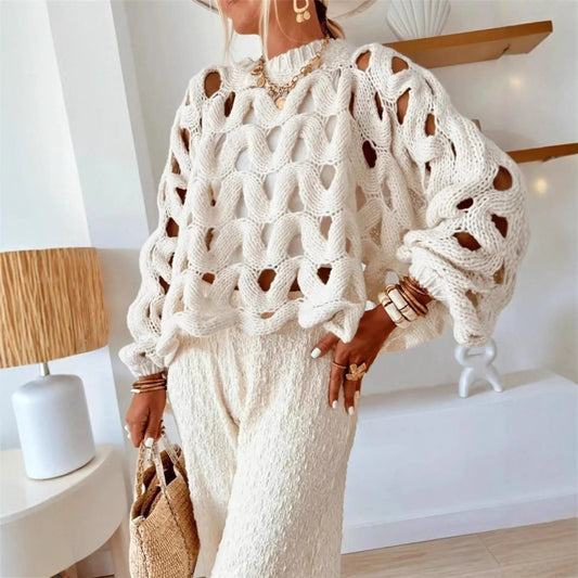 Leisure Vacation Beach Long Sleeve Sweater Pullover