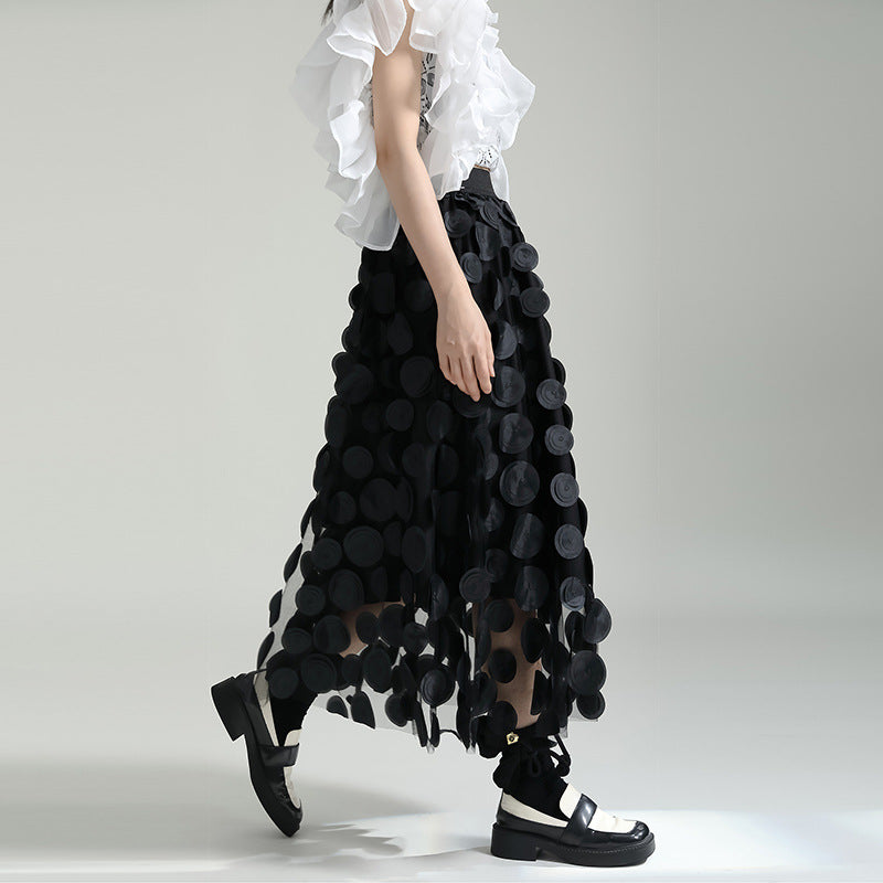 Retro Stereo Polka Dot Mesh Skirt