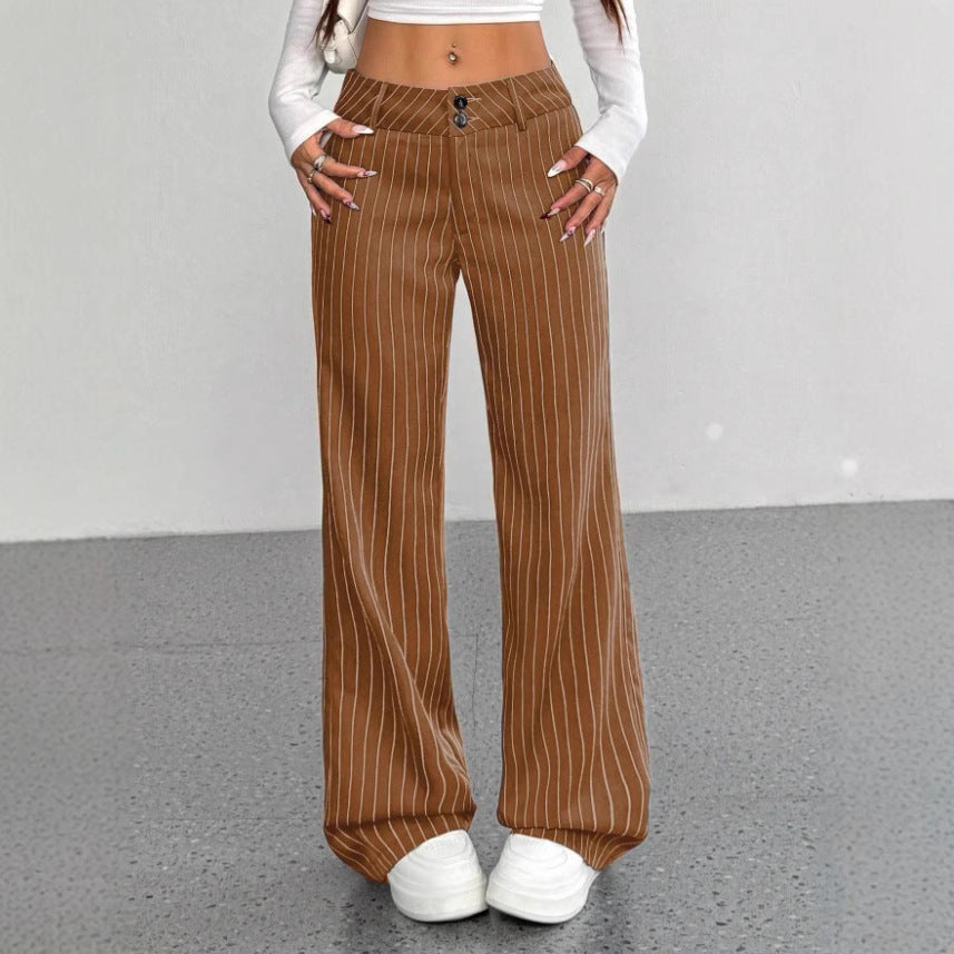 Slim-fit Striped Flared Casual Pants