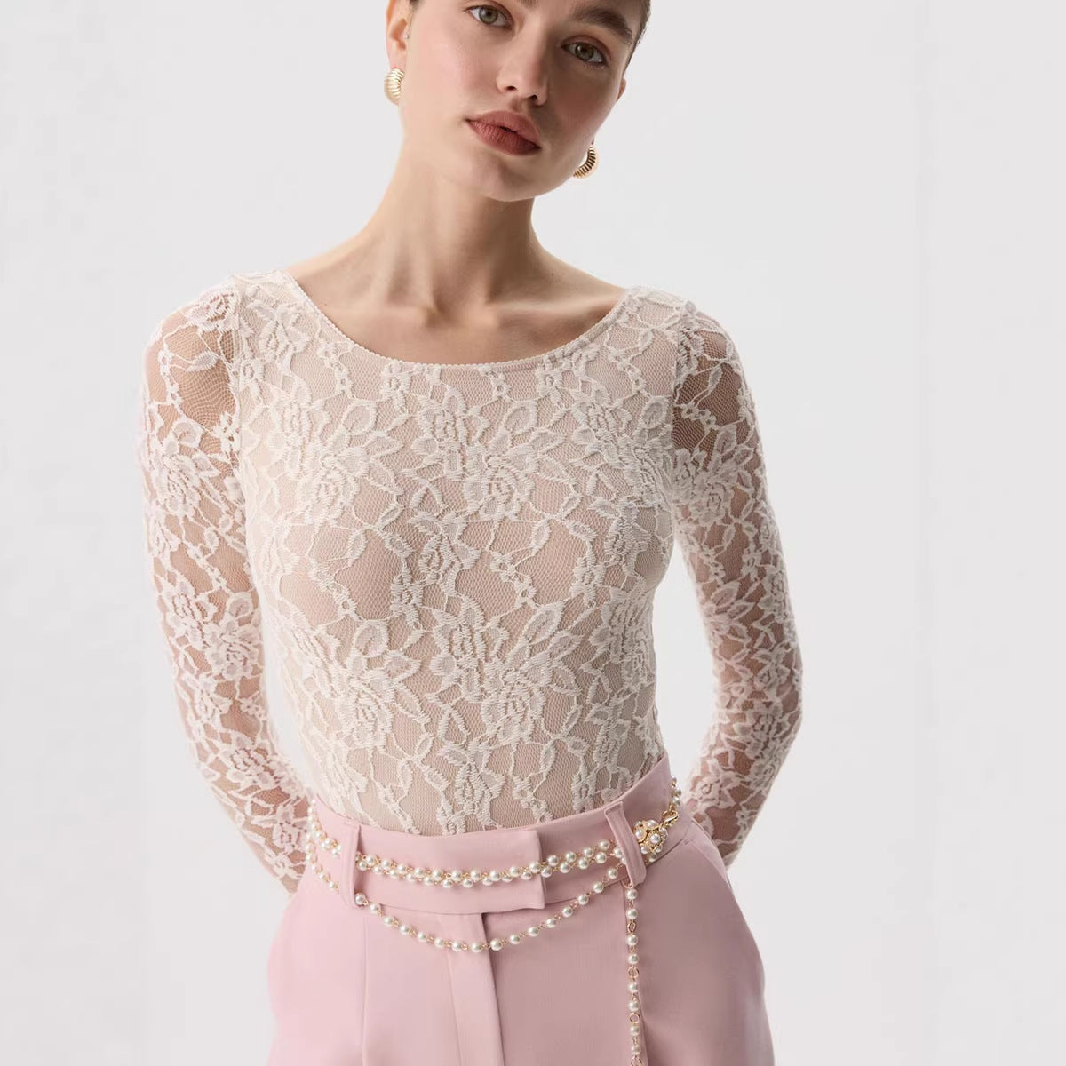 Women's Spring Summer Long-sleeve Lace Top