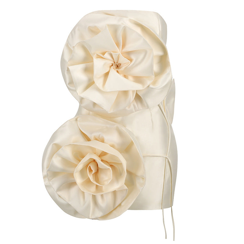 Back Strap Decorative Flower Dress
