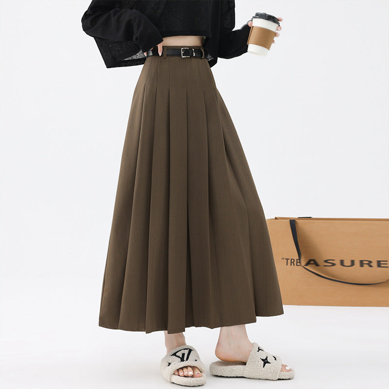 High Waist Slimming Pleated Long Skirt