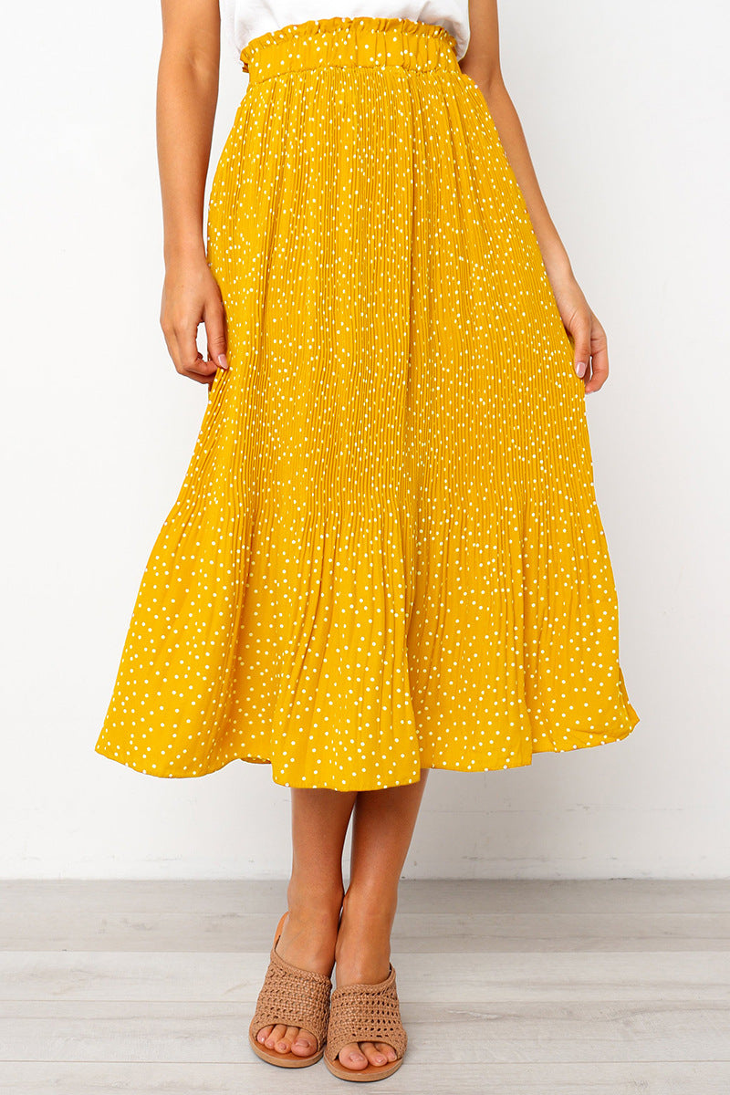 Designed Pocket Pleated Long Skirt